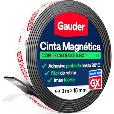 GAUDER Fita magnética auto-adesiva, faixa magnética flexível recortável para trabalhos manuais, organização e decoração (3 m x 15 mm) Íman em tira GAUDER Fita magnética auto-adesiva, faixa magnética flexível recortável para trabalhos manuais, organização e decoração (3 m x 15 mm) Íman em tira