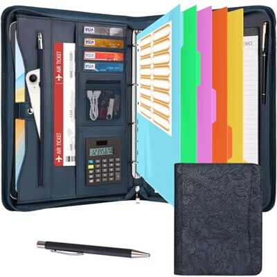 Leathario Pasta Organizadora de Conferências de Viagem Portfólio de Documentos A4 com Fecho de Cremallera com Painel de Escrita Calculadora Solar Leathario Pasta Organizadora de Conferências de Viagem Portfólio de Documentos A4 com Fecho de Cremallera com Painel de Escrita Calculadora Solar