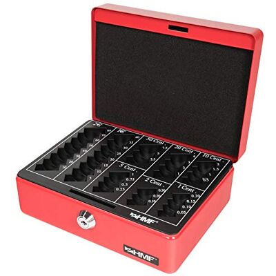 HMF Cofre, para moedas 20 x 16 x 9 cm, vermelho HMF Cofre, para moedas 20 x 16 x 9 cm, vermelho