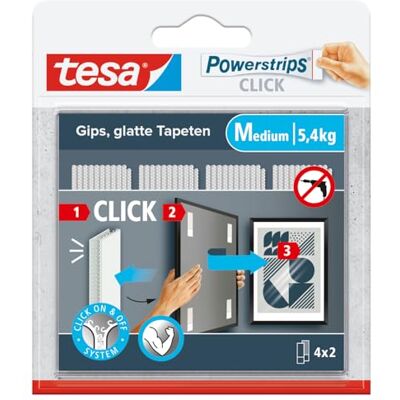 tesa Powerstrips CLICK Tiras adesivas para fixar e soltar molduras de fotos e decoração de parede, sem perfuração, tiras adesivas com sistema de clique ON e OFF Médio 4 x 2 Peças Almohadillas de gancho y bucle para cuadros y decoración sin taladrar sist tesa Powerstrips CLICK Tiras adesivas para fixar e soltar molduras de fotos e decoração de parede, sem perfuração, tiras adesivas com sistema de clique ON e OFF Médio 4 x 2 Peças Almohadillas de gancho y bucle para cuadros y decoración sin taladrar sist