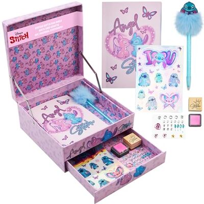 Disney Stitch Diário Menina Adolescente Conjunto de Papelaria com Caderno Adesivos Caneta Set de Artesanato Kit de Diário de Bricolagem para Meninas (Rosa Stitch) Disney Stitch Diário Menina Adolescente Conjunto de Papelaria com Caderno Adesivos Caneta Set de Artesanato Kit de Diário de Bricolagem para Meninas (Rosa Stitch)