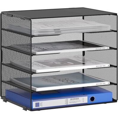EasyPAG 5 Níveis Metal Malha A4 Bandeja Arquivador Organizador Escritório Suporte Documentos Classificador Papéis Armazenamento Secretária Prateleira Fólios, Preto EasyPAG 5 Níveis Metal Malha A4 Bandeja Arquivador Organizador Escritório Suporte Documentos Classificador Papéis Armazenamento Secretária Prateleira Fólios, Preto