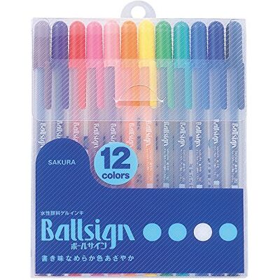 SAKURA Esferográfica de tinta de gel, rótulo de bola (rolo gel), conjunto de 12 cores () SAKURA Esferográfica de tinta de gel, rótulo de bola (rolo gel), conjunto de 12 cores ()