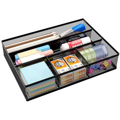 EasyPAG Bandeja organizadora para gavetas de escritório, acessório de escritório feito de grade, cor preta EasyPAG Bandeja organizadora para gavetas de escritório, acessório de escritório feito de grade, cor preta