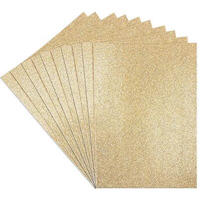 Ideen mit Herz Folhas de espuma com purpurina, autoadesivas, DIN A4, 2 mm, 10 unidades, folhas de espuma EVA, ideais para trabalhos manuais (dourado) Ideen mit Herz Folhas de espuma com purpurina, autoadesivas, DIN A4, 2 mm, 10 unidades, folhas de espuma EVA, ideais para trabalhos manuais (dourado)