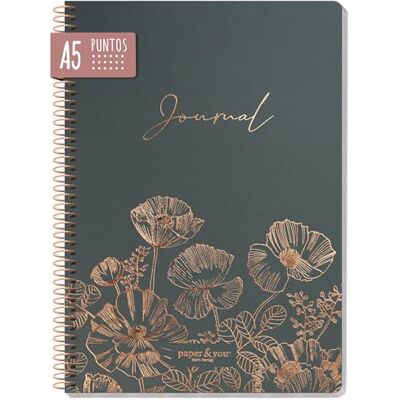 Häfft paper&you® Caderno de pontos A5 com espiral "Poppy Häfft paper&you® Caderno de pontos A5 com espiral "Poppy