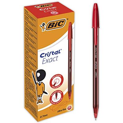 BIC Cristal Exact canetas de ponta fina (0,7 mm), vermelho, caixa de 20 unidades. BIC Cristal Exact canetas de ponta fina (0,7 mm), vermelho, caixa de 20 unidades.