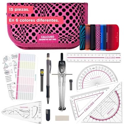 CALCUSO - Pro - Rosa - 13 peças - Geometry set CALCUSO - Pro - Rosa - 13 peças - Geometry set