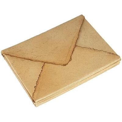 WANDERINGS Envelope artesanal antigo com borda irregular 6,25" x 9,25" / 15 x 23 cm pacote de 25 para escritores, convites, anúncios papel reciclado grosso 150 GSM prensado a frio WANDERINGS Envelope artesanal antigo com borda irregular 6,25" x 9,25" / 15 x 23 cm pacote de 25 para escritores, convites, anúncios papel reciclado grosso 150 GSM prensado a frio