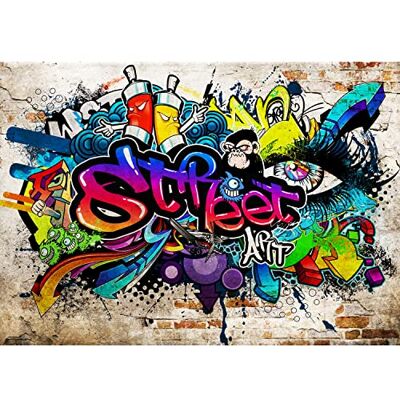 Papel de parede fotográfico arte de rua graffiti 352 x 250 cm lã papel de parede XXL moderna decoração de parede sala quarto escritório sala de estar vívida b Papel de parede fotográfico arte de rua graffiti 352 x 250 cm lã papel de parede XXL moderna decoração de parede sala quarto escritório sala de estar vívida b
