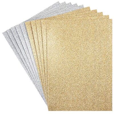Ideen mit Herz Ferro de borracha com purpurina, autocolante, DIN A4, 2 mm, 10 unidades, ferro de borracha EVA, ideal para trabalhos manuais (dourado e prateado) Ideen mit Herz Ferro de borracha com purpurina, autocolante, DIN A4, 2 mm, 10 unidades, ferro de borracha EVA, ideal para trabalhos manuais (dourado e prateado)