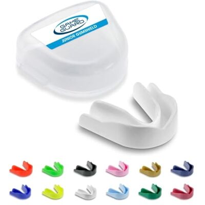 GAME GUARD protetor bucal para ferver e morder/protetor de gengivas protetor bucal moldável/protetores de gengivas júnior / crianças/jovens aprovado pela CE, desportos escolares, futebol, rugby GAME GUARD protetor bucal para ferver e morder/protetor de gengivas protetor bucal moldável/protetores de gengivas júnior / crianças/jovens aprovado pela CE, desportos escolares, futebol, rugby