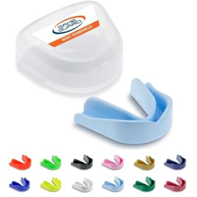 GAME GUARD protetor bucal para ferver e morder/protetor de gengivas protetor bucal moldável/protetores de gengivas Mais velho/adulto aprovado pela CE, desportos escolares, futebol, rugby (azul GAME GUARD protetor bucal para ferver e morder/protetor de gengivas protetor bucal moldável/protetores de gengivas Mais velho/adulto aprovado pela CE, desportos escolares, futebol, rugby (azul