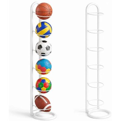 TFSZE 6 níveis prateleira de armazenamento de bolas, suporte bola basquetebol vertical, removível suporte para bola de futebol suporte de bola de metal para basquetebol futebol rugby voleibol TFSZE 6 níveis prateleira de armazenamento de bolas, suporte bola basquetebol vertical, removível suporte para bola de futebol suporte de bola de metal para basquetebol futebol rugby voleibol