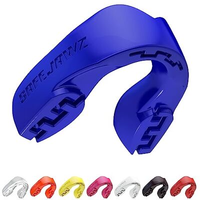 SAFEJAWZ Protetor bucal para adultos e crianças para todos os desportos de contato, incluindo rugby, MMA, artes marciais de kickboxing, judô, hóquei e boxe (Adulto (12+ Anos), Azul) SAFEJAWZ Protetor bucal para adultos e crianças para todos os desportos de contato, incluindo rugby, MMA, artes marciais de kickboxing, judô, hóquei e boxe (Adulto (12+ Anos), Azul)