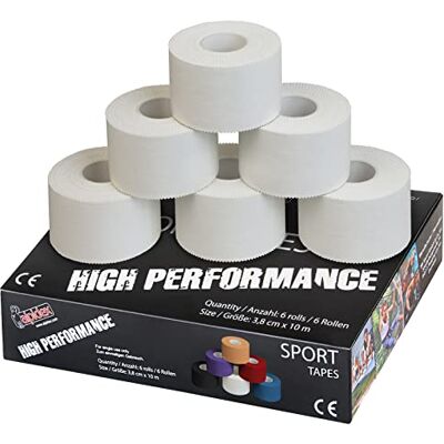ALPIDEX 6 x Fita Adesiva Desportiva 3,8 cm x 10 m Branco Sport Tape 100% Algodão Inelástica Andebol Futebol Voleibol Escalada ALPIDEX 6 x Fita Adesiva Desportiva 3,8 cm x 10 m Branco Sport Tape 100% Algodão Inelástica Andebol Futebol Voleibol Escalada