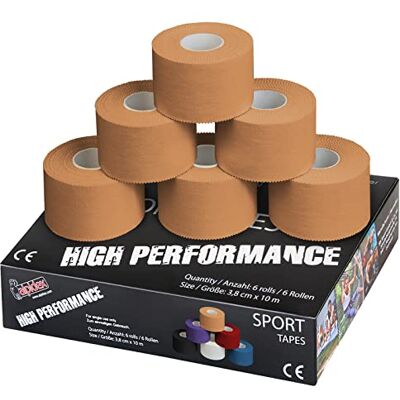 ALPIDEX 6 x Fita Adesiva Desportiva 3,8 cm x 10 m Sport Tape 100% Algodão Inelástica Andebol Futebol Voleibol Escalada, Cor: de Cor Carne ALPIDEX 6 x Fita Adesiva Desportiva 3,8 cm x 10 m Sport Tape 100% Algodão Inelástica Andebol Futebol Voleibol Escalada, Cor: de Cor Carne