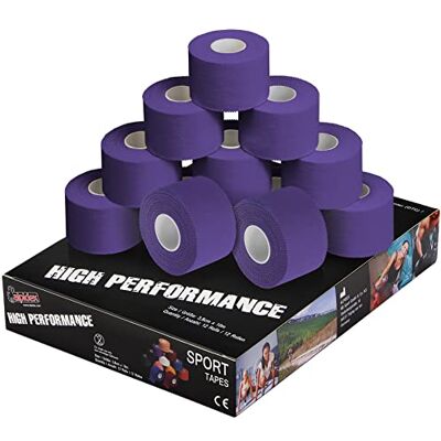 ALPIDEX 12 x fita adesiva desportiva 3,8 cm x 10 m Sport Tape 100 % algodão elástico basquetebol futebol voleibol escalada, cor: lilás ALPIDEX 12 x fita adesiva desportiva 3,8 cm x 10 m Sport Tape 100 % algodão elástico basquetebol futebol voleibol escalada, cor: lilás