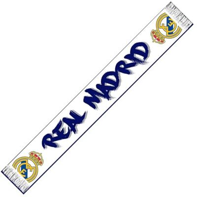 Real Madrid Cachecol de tear número 32 com licença oficial branco 140 cm x 20 cm Real Madrid Cachecol de tear número 32 com licença oficial branco 140 cm x 20 cm