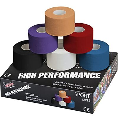 ALPIDEX 6 x fita adesiva desportiva 3,8 cm x 10 m Sport Tape 100 % algodão elástico basquetebol futebol voleibol escalada, cor: cores sortidas ALPIDEX 6 x fita adesiva desportiva 3,8 cm x 10 m Sport Tape 100 % algodão elástico basquetebol futebol voleibol escalada, cor: cores sortidas