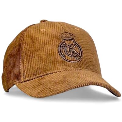 Real Madrid Boné escudo de pana castanho ajustável licença oficial tamanho adulto Real Madrid Boné escudo de pana castanho ajustável licença oficial tamanho adulto