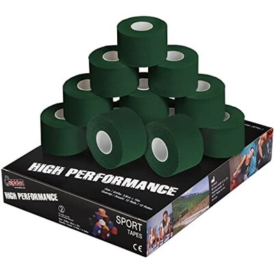 ALPIDEX 12 x Fita Adesiva Desportiva 3,8 cm x 10 m Diferentes Cores Sport Tape 100% Algodão Inelástica Andebol Futebol Voleibol Escalada, Cor: verde ALPIDEX 12 x Fita Adesiva Desportiva 3,8 cm x 10 m Diferentes Cores Sport Tape 100% Algodão Inelástica Andebol Futebol Voleibol Escalada, Cor: verde
