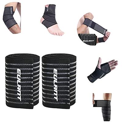 EULANT Elástico desportivo bandagem de compressão 90 cm, 2 peças faixa de proteção para joelho panturrilha tornozelo cotovelo mão boneca, para voleibol futebol levantamento de pesos EULANT Elástico desportivo bandagem de compressão 90 cm, 2 peças faixa de proteção para joelho panturrilha tornozelo cotovelo mão boneca, para voleibol futebol levantamento de pesos