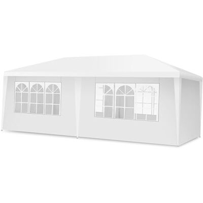 COSTWAY Tenda 3 x 6 M com 6 painéis laterais removíveis Pavilhão tenda de cerveja, para jardim festa casamento exterior campismo, com bolsa de transporte COSTWAY Tenda 3 x 6 M com 6 painéis laterais removíveis Pavilhão tenda de cerveja, para jardim festa casamento exterior campismo, com bolsa de transporte
