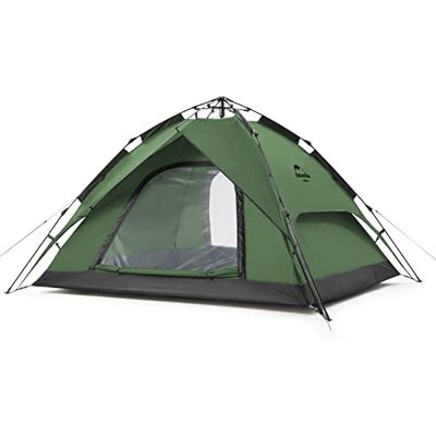 Naturehike Tenda de campismo dobrável automática, para 3-4 pessoas, capa dupla, grande tenda familiar com bolsa de transporte (verde floresta, 3 p) Naturehike Tenda de campismo dobrável automática, para 3-4 pessoas, capa dupla, grande tenda familiar com bolsa de transporte (verde floresta, 3 p)