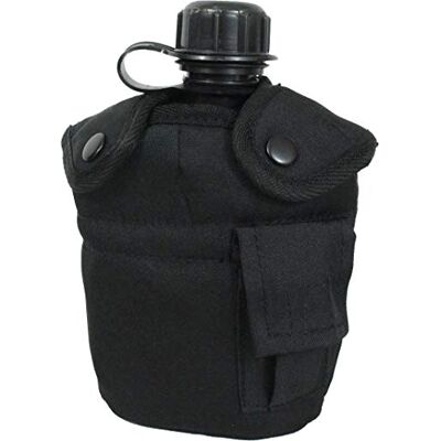 Mil-Tec Cantimplora do exército americano, com copo e capa, preto preto, tamanho único Mil-Tec Cantimplora do exército americano, com copo e capa, preto preto, tamanho único