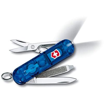 Victorinox Pequena ferramenta de bolso, cor safira transparente, LED branco Victorinox Pequena ferramenta de bolso, cor safira transparente, LED branco