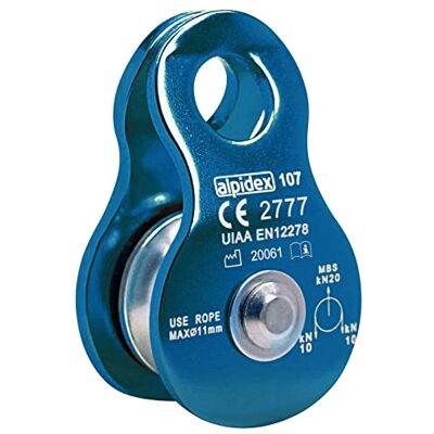 ALPIDEX Polia 20 kN Polia do telemóvel Bloco de polia Norma EN12278 cordas até 11 mm de diâmetro, grua de corda, sistema de polia cabo, cor: azul ALPIDEX Polia 20 kN Polia do telemóvel Bloco de polia Norma EN12278 cordas até 11 mm de diâmetro, grua de corda, sistema de polia cabo, cor: azul