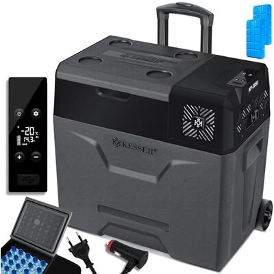 KESSER ® Geladeira elétrica portátil de compressor de 50 litros, congelador com controlo APP, conexão USB 12/24 V 230 V, rodas telescópicas, refrigeração até -20 °C, antracite KESSER ® Geladeira elétrica portátil de compressor de 50 litros, congelador com controlo APP, conexão USB 12/24 V 230 V, rodas telescópicas, refrigeração até -20 °C, antracite