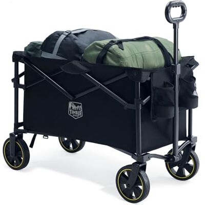TIMBER RIDGE Carrinho campismo dobrável 200 l com suporte para copos cabo Carrinho de praia com alça ajustável, carrinho de mão dobrável para todos os tipos de terrenos, campismo, compras, jardim TIMBER RIDGE Carrinho campismo dobrável 200 l com suporte para copos cabo Carrinho de praia com alça ajustável, carrinho de mão dobrável para todos os tipos de terrenos, campismo, compras, jardim
