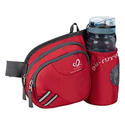 Waterfly Bolsa de cintura corrida desportiva homem mulher com suporte para garrafas bolsa de cintura para correr caminhadas, Vermelho, Tamanho único Waterfly Bolsa de cintura corrida desportiva homem mulher com suporte para garrafas bolsa de cintura para correr caminhadas, Vermelho, Tamanho único