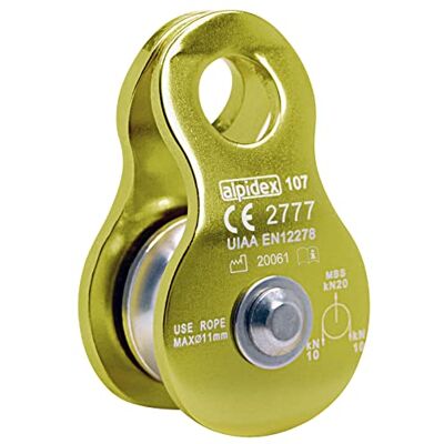 ALPIDEX Polia 20 kN Polia do telemóvel Bloco de polia Norma EN12278 cordas até 11 mm de diâmetro, grua de corda, sistema de polia cabo, cor: verde ALPIDEX Polia 20 kN Polia do telemóvel Bloco de polia Norma EN12278 cordas até 11 mm de diâmetro, grua de corda, sistema de polia cabo, cor: verde