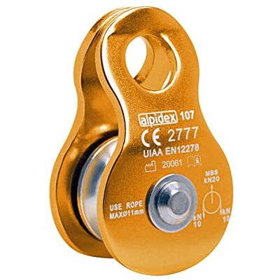 ALPIDEX Polia 20 kN Polia do telemóvel Bloco de polia Norma EN12278 cordas até 11 mm de diâmetro, grua de corda, sistema de polia cabo, cor: laranja ALPIDEX Polia 20 kN Polia do telemóvel Bloco de polia Norma EN12278 cordas até 11 mm de diâmetro, grua de corda, sistema de polia cabo, cor: laranja