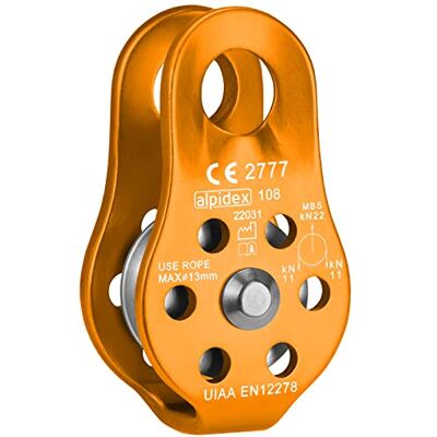 ALPIDEX Polia de envio 22 kN Fix Pulley polia para cordas têxteis de até 13 mm de diâmetro EN12278, cor: Laranja ALPIDEX Polia de envio 22 kN Fix Pulley polia para cordas têxteis de até 13 mm de diâmetro EN12278, cor: Laranja