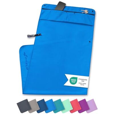 Fit-Flip Toalha de fitness ginásio com compartimento de fecho de correr clipe magnético multi funcional, secagem rápida e leve, toalhas de microfibra ioga e ginásio, azul Fit-Flip Toalha de fitness ginásio com compartimento de fecho de correr clipe magnético multi funcional, secagem rápida e leve, toalhas de microfibra ioga e ginásio, azul