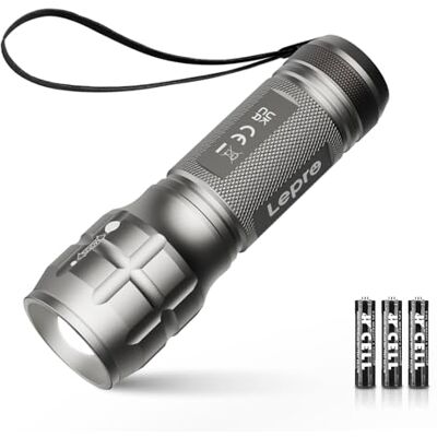 Lepro Lanterna LED LE1000 com zoom 3 AAA incluída, cinzento prateado Lanterna portátil potente, IPX4 impermeável, tática de alumínio para ciclismo, campismo, caminhadas, emergência, etc Lepro Lanterna LED LE1000 com zoom 3 AAA incluída, cinzento prateado Lanterna portátil potente, IPX4 impermeável, tática de alumínio para ciclismo, campismo, caminhadas, emergência, etc