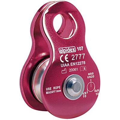 ALPIDEX Polia 20 kN Polia do telemóvel Bloco de polia Norma EN12278 cordas até 11 mm de diâmetro, grua de corda, sistema de polia cabo, cor: vermelho ALPIDEX Polia 20 kN Polia do telemóvel Bloco de polia Norma EN12278 cordas até 11 mm de diâmetro, grua de corda, sistema de polia cabo, cor: vermelho