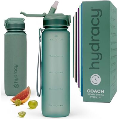 Hydracy Garrafa de Água com Canudo 1 L sem BPA Garrafa Motivacional e com Manga sem Condensação Garrafa de Ginásio à Prova de Fugas com Marcador de Tempo Esportes e Ar Livre Hydracy Garrafa de Água com Canudo 1 L sem BPA Garrafa Motivacional e com Manga sem Condensação Garrafa de Ginásio à Prova de Fugas com Marcador de Tempo Esportes e Ar Livre