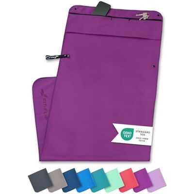Fit-Flip Toalha de fitness ginásio com compartimento de fecho de correr clipe magnético multi funcional, secagem rápida e leve, toalhas de microfibra ioga e ginásio, violeta Fit-Flip Toalha de fitness ginásio com compartimento de fecho de correr clipe magnético multi funcional, secagem rápida e leve, toalhas de microfibra ioga e ginásio, violeta
