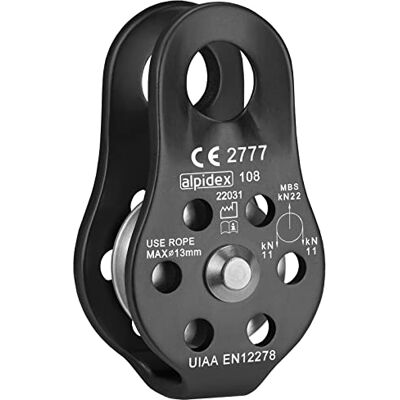 ALPIDEX Polia 22 kN Polia Fixa Bloco de Polia Norma EN12278 Cordas de até 13 mm Diâmetro Polia de Cabo Sistema de Polia a Cabo, Cor: Preto ALPIDEX Polia 22 kN Polia Fixa Bloco de Polia Norma EN12278 Cordas de até 13 mm Diâmetro Polia de Cabo Sistema de Polia a Cabo, Cor: Preto