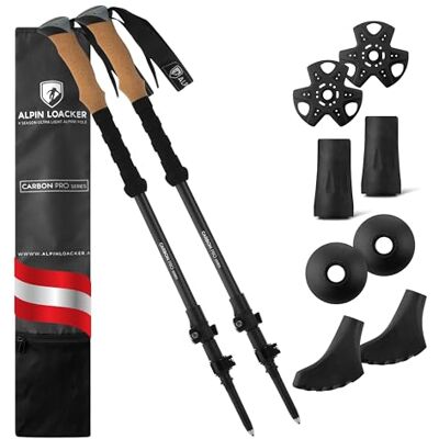 ALPIN LOACKER Bastões Trekking Telescópicos, Alumínio Leve + Acessórios + Bolsa Varas de Caminhada Extensible Altura Regulável: Varas de Montanha, Nordic Walking, Trail Running Asfalto ALPIN LOACKER Bastões Trekking Telescópicos, Alumínio Leve + Acessórios + Bolsa Varas de Caminhada Extensible Altura Regulável: Varas de Montanha, Nordic Walking, Trail Running Asfalto