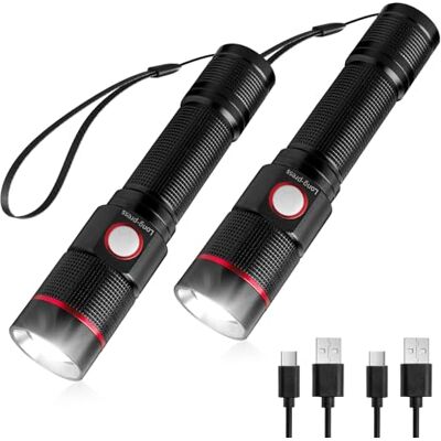 Lepro Lanterna LED recarregável, lanterna potente de alumínio com zoom, 2 Leve e portátil, 5 modos de luz, IPX4 impermeável, portátil para campismo, emergência, ciclismo, caminhadas, montanhismo Lepro Lanterna LED recarregável, lanterna potente de alumínio com zoom, 2 Leve e portátil, 5 modos de luz, IPX4 impermeável, portátil para campismo, emergência, ciclismo, caminhadas, montanhismo