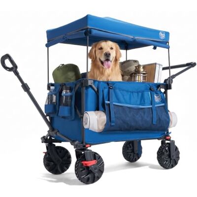 TIMBER RIDGE Carrinho dobrável XXL de 180 kg com teto, empurrável e Carrinho de praia 250 l todo-o-terreno com rodas grandes com travão, teto solar desmontável e bolsa lateral para campismo TIMBER RIDGE Carrinho dobrável XXL de 180 kg com teto, empurrável e Carrinho de praia 250 l todo-o-terreno com rodas grandes com travão, teto solar desmontável e bolsa lateral para campismo