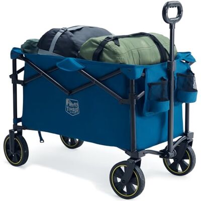 TIMBER RIDGE Carrinho campismo dobrável 200 l com suporte para copos cabo ajustável carro de jardim para todos os terrenos ao ar livre campismo compras pesca carga MAX 150 kg TIMBER RIDGE Carrinho campismo dobrável 200 l com suporte para copos cabo ajustável carro de jardim para todos os terrenos ao ar livre campismo compras pesca carga MAX 150 kg