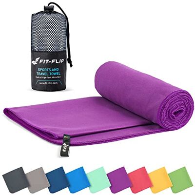 Fit-Flip , Toalha de microfibra, compacta, ultraleve, secagem rápida, em 11 cores, 8 tamanhos, para ginásio, piscina ou viagem Fit-Flip , Toalha de microfibra, compacta, ultraleve, secagem rápida, em 11 cores, 8 tamanhos, para ginásio, piscina ou viagem