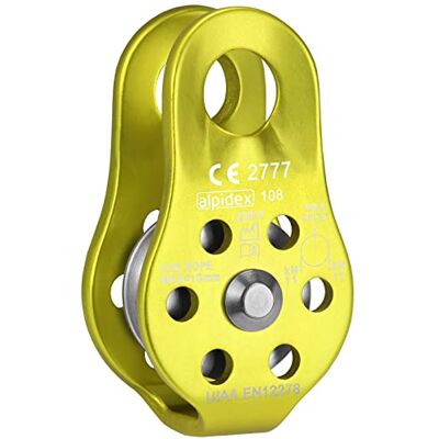 ALPIDEX Polia 22 kN Polia fixa, Bloco de polia Norma EN12278 cordas de até 13 mm de diâmetro, grua de corda, sistema de polia cabo, cor: Lime ALPIDEX Polia 22 kN Polia fixa, Bloco de polia Norma EN12278 cordas de até 13 mm de diâmetro, grua de corda, sistema de polia cabo, cor: Lime